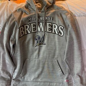 Stitches Gray Milwaukee Brewers Hoodie
